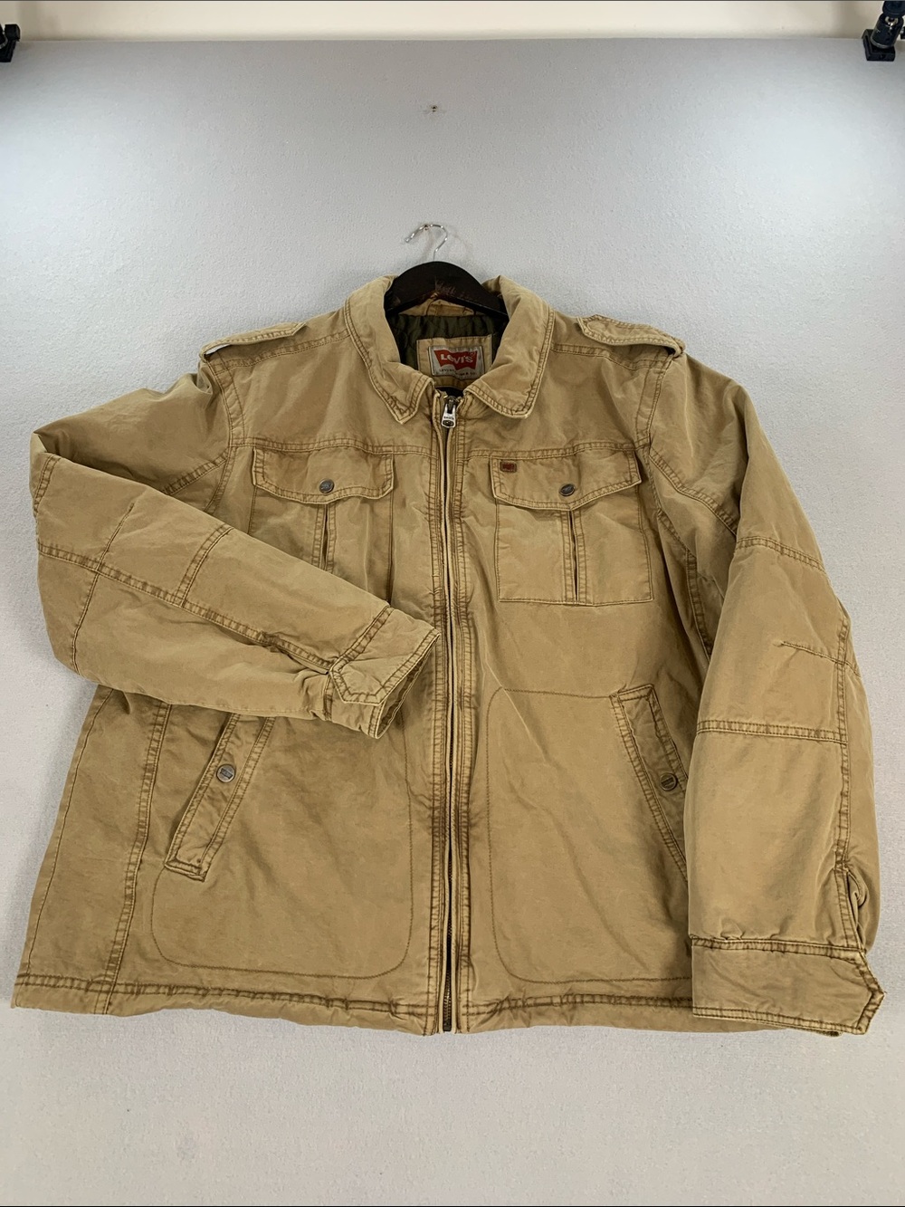 Levi's Men's Khaki Color Zip-Up Military Field Jacket